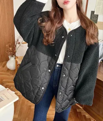 moment+ 보아 절개 퀼팅 코트