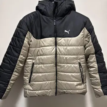 PUMA 후드 부착 패딩 자켓 블랙/베이지