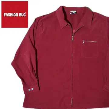 FASHION BUG 풀 집업 긴팔 셔츠 빨간색 레드 박스 실루엣