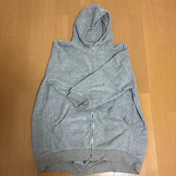 그레이 풀 집업 오버 기장 후드티