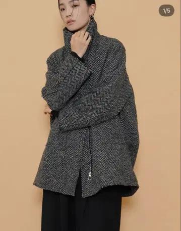 CYANTOKYO 헤링본 무늬 울 혼방 자켓 시안 도쿄