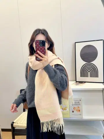 고급 대형 스톨/머플러 핑크 계열