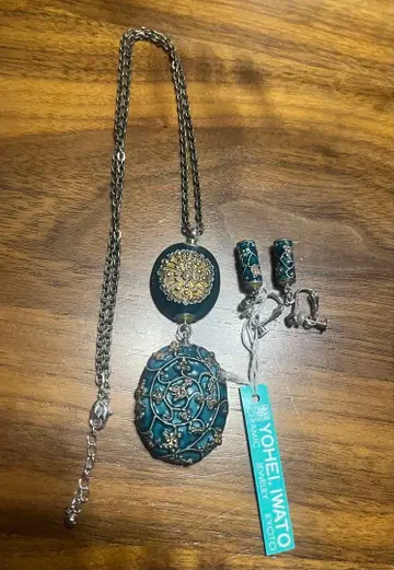 YOHEI IWATO 파란 세라믹 목걸이 귀찌 세트