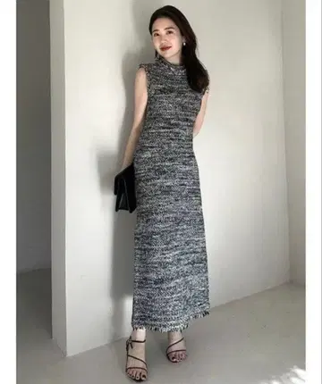 브러쉬 트위드 니트 원피스 M 사이즈