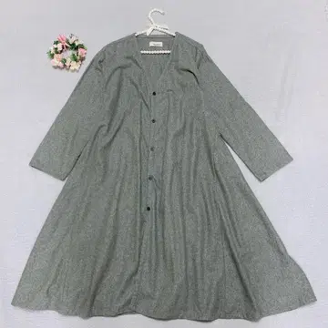 [하그무] V넥 롱 원피스 코트 노코어 울 혼방