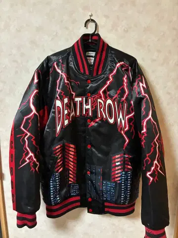 DEATH ROW 바시티 자켓 블랙 레드
