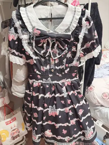 LIZLISA Creamy Berry 패턴 원피스 딸기 무늬 black