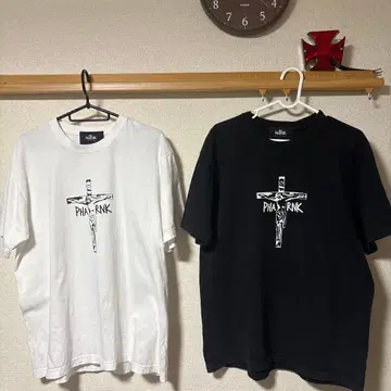 레어 PHATRNK 팻랭크 그리스도 로고 반팔 M 블랙 화이트 2세트
