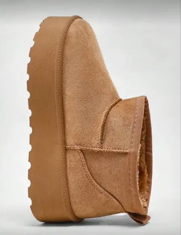 베이지 카멜 스웨이드 통굽 숏부츠