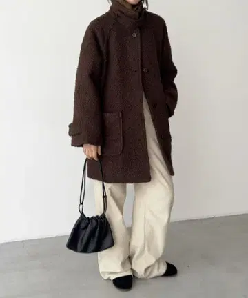 El mar 부클레 스탠드 카라 하프 코트