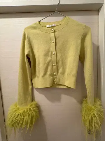 SNIDEL 라이트 그린 퍼 가디건