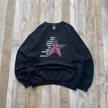 길단 USA 구제 의류 프린트 맨투맨 스타 블랙 영문 M 사이즈