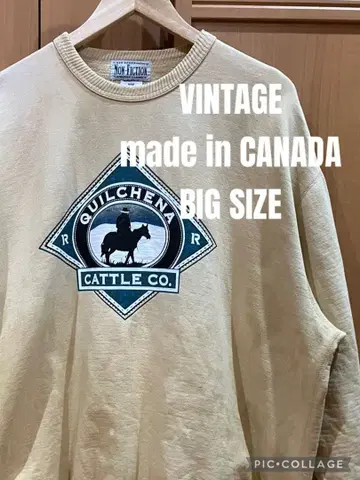 VINTAGE 캐나다제 애니멀 맨투맨 페이드 블리치 빅 사이즈