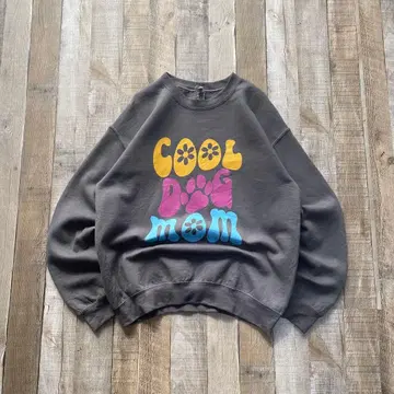 길단 USA 구제 의류 프린트 도그 멀티 컬러 그레이 맨투맨 M