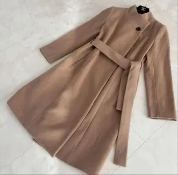 언타이틀 캐시미어 혼방 노카라 코트 랩 코트 롱 코트