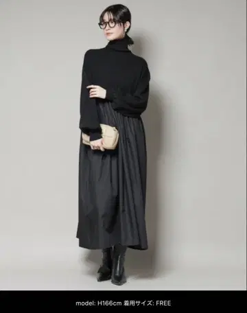 원피스 이소재 콤비 도킹 터틀 원피스