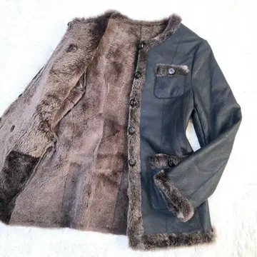 새상품급 노카라 무스탕 자켓 코트 블랙