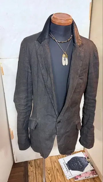 백러쉬 린넨 소가죽 자켓 사이즈 XL 상자 21