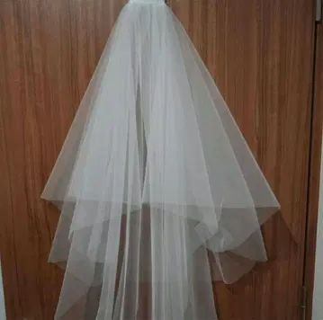 롱 웨딩 베일 무늬 없음 심플