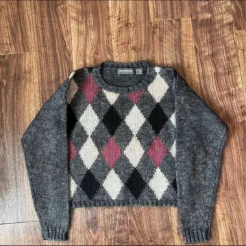 90s USA 구제 빈티지 아가일 무늬 모헤어 니트 스웨터