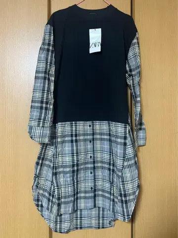 ZARA 체크 무늬 긴팔 셔츠 원피스