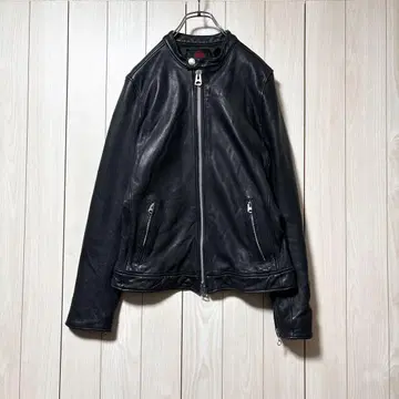 새상품급 레트로 그레이드 양가죽 가죽 싱글 라이더 자켓 블랙 S