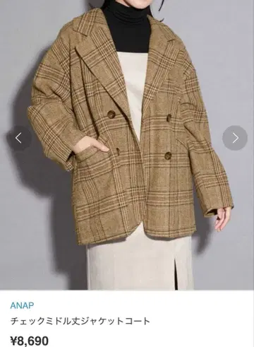 ANAP 체크 미들 기장 자켓 코트