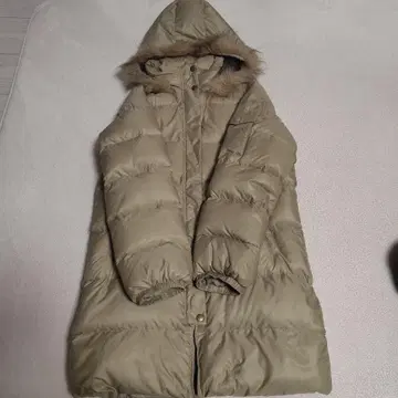 adidas 후드 부착 다운 자켓 베이지