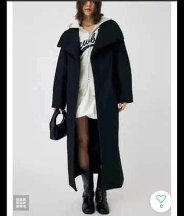 MOUSSY 스탠드 카라 롱 코트 블랙