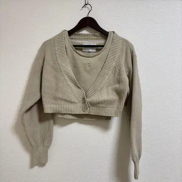 Calvin Klein Jeans 베이지 스웨터 탱크탑 세트