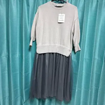 dessin 니트 튤 도킹 원피스 새상품 미사용 M 사이즈