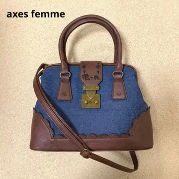 [ axes femme ] 가마구치 숄더 포함 백 데님 x 브라운