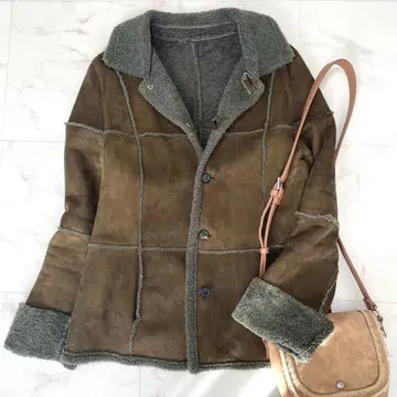 새상품급 갤러리 바이 양가죽 무스탕 코트 숏 기장 보아 카키 2