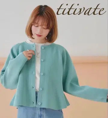 새상품급 [ titivate ] 티티베이트 페플럼 디자인 니트 가디건 M