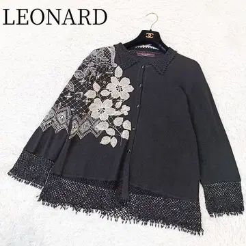 [레오나르/LEONARD] [XL.LL] 가디건 실크 100 꽃무늬 자수