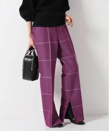 UHR Plaid Pants 체크 플레어 팬츠 퍼플 36 새상품급