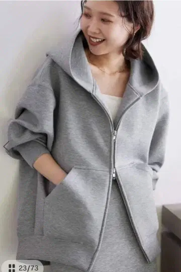 새상품급 SLOBE IENA 볼륨 집업 후디 그레이