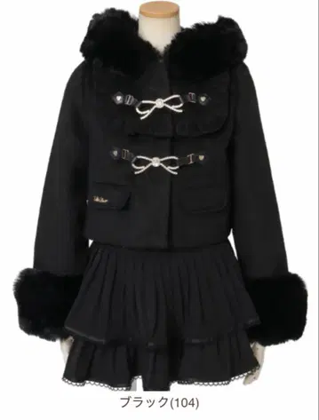 LIZLISA 비쥬 리본 숏 후드 코트