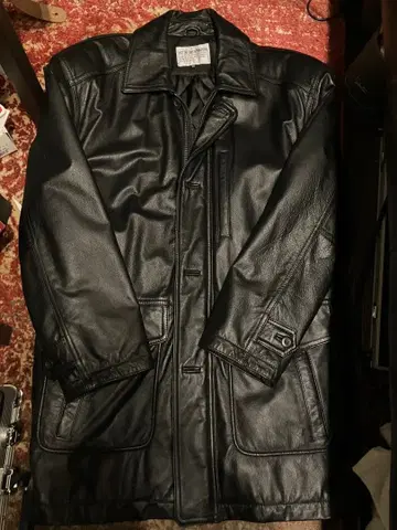 카우 가죽 카 코트 블랙 구제 의류 vintage