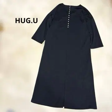 새상품급 HUG.U 하그유 분또 소재 백 펄 롱 원피스