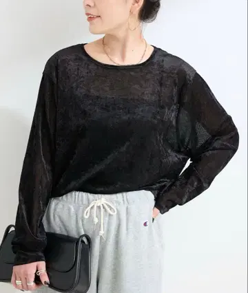 B.C STOCK 시어 벨로아 티셔츠