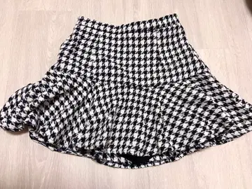 evelyn 밑단 비쥬 플레어 sk 미니 스커트 하운드투스 체크