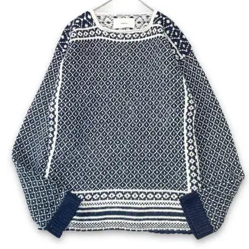 인기 TODAYFUL 노르딕 자카드 알파카 니트 네이비