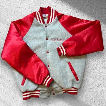 USA RENNOG 빈티지 바시티 자켓 구제 의류 그레이 레드