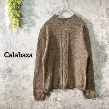 카라바사 긴팔 니트 스웨터 케이블 짜임 크루넥 울 혼방 루즈핏
