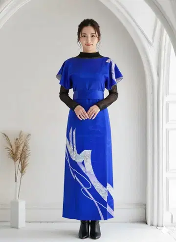 선명한 블루 호몬기 리메이크 드레스 원피스