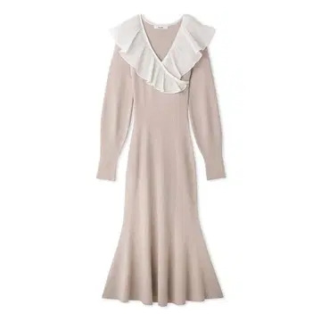 snidel 쉬폰 플리츠 카라 니트 원피스