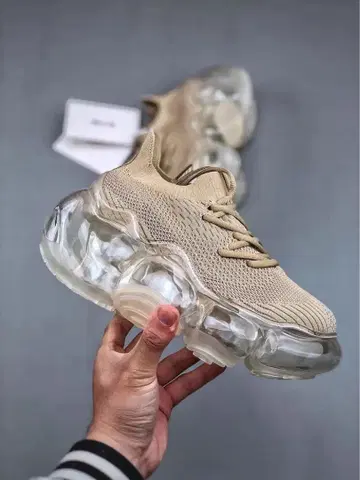 grounds 베이지 니트 스니커즈 클리어 솔