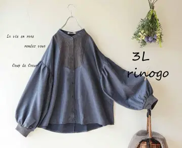 새상품 할인 3L 블루 계열*니트소 절개 볼륨 소매 블라우스 빅 사이즈