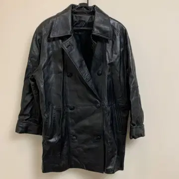 블랙 가죽 코트